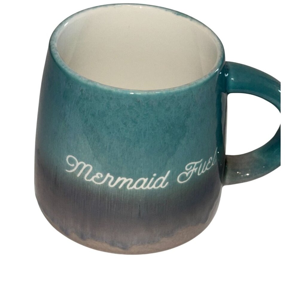 Mermaid Fuel Ceramic Mug Turquoise & Gray 15oz Dishwasher & Microwave Safe